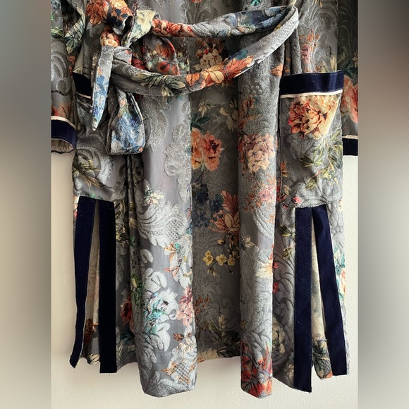 Zara Velvet Floral Kimono Robe Jacket Size M - Picture 9 of 11